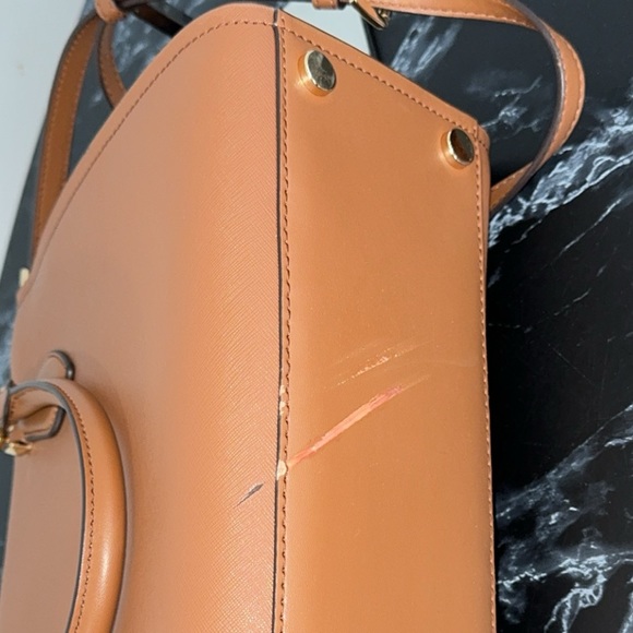 MICHAEL KORS Handbag Large Saffiano Leather Luggage Brown Satchel Bag AUTHENTIC - Picture 12 of 12